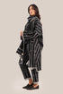 Embroidered striped shawl with tassels